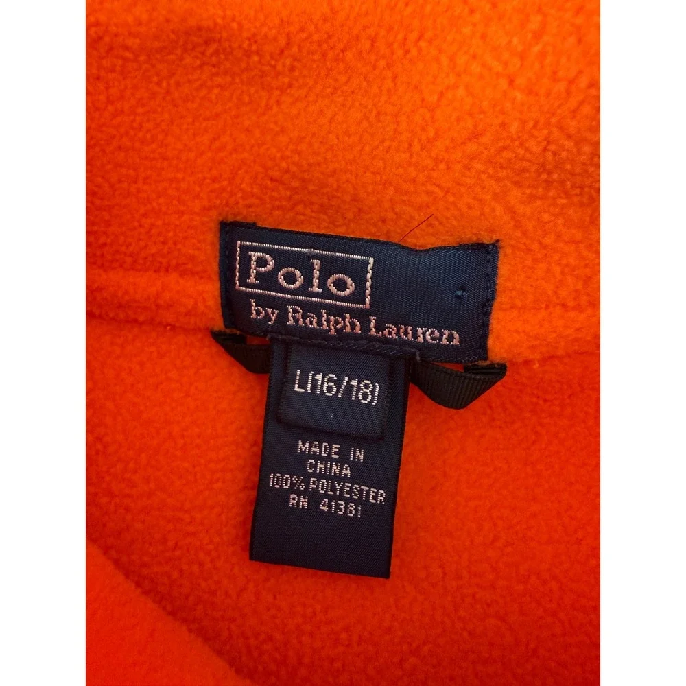 Polo Ralph Lauren Size L(16/18) Full Zip Fleece RLPC Crest Jacket Orange LS Boys